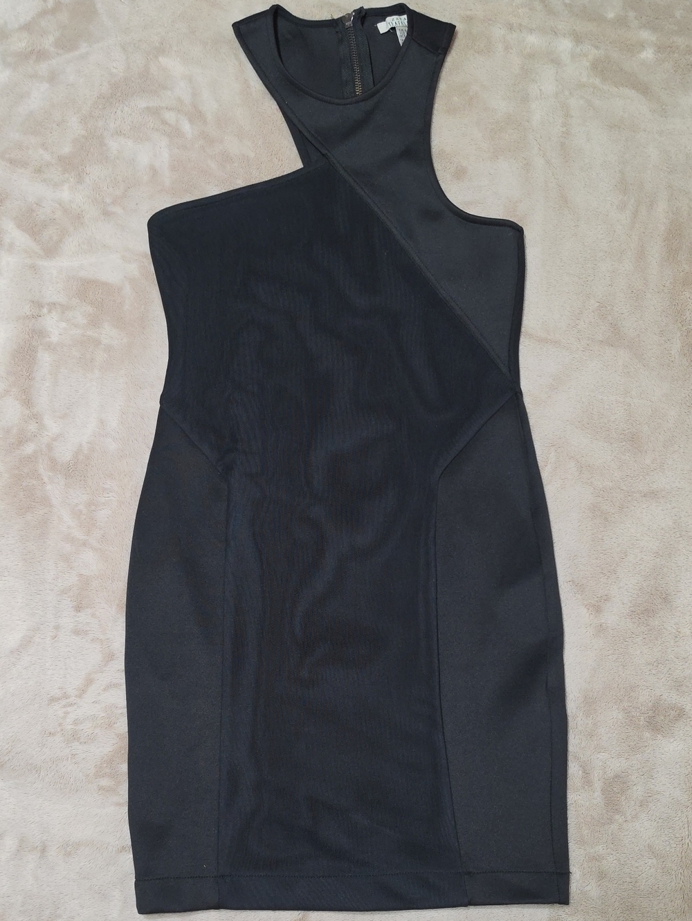 Zara One-Shoulder Black Cutout Midi Dress